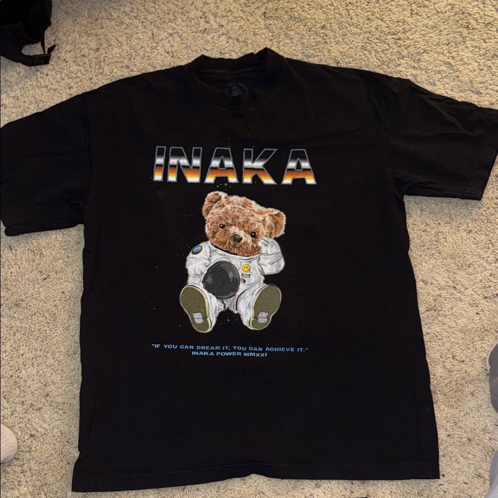 Inaka Power Black Tee with Bear Graphic